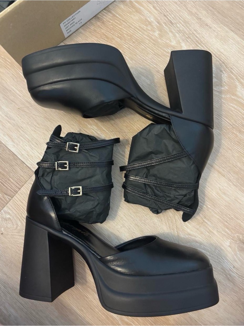 Free People Triple-Strap Platform Mary Jane Heels